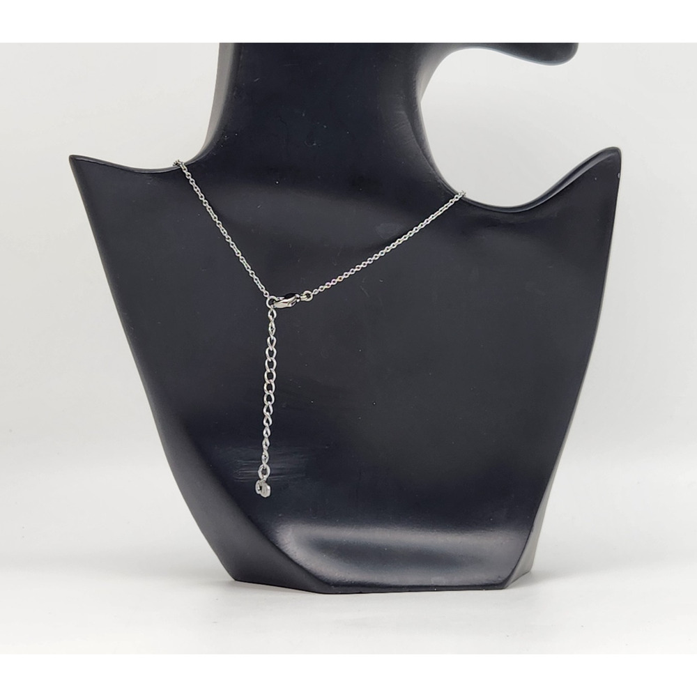 Christian Dior CD Logo Crystal Silver Tone Pendant Necklace 18''L - Picture 4 of 9